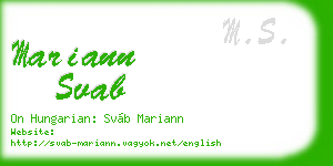 mariann svab business card