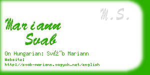 mariann svab business card